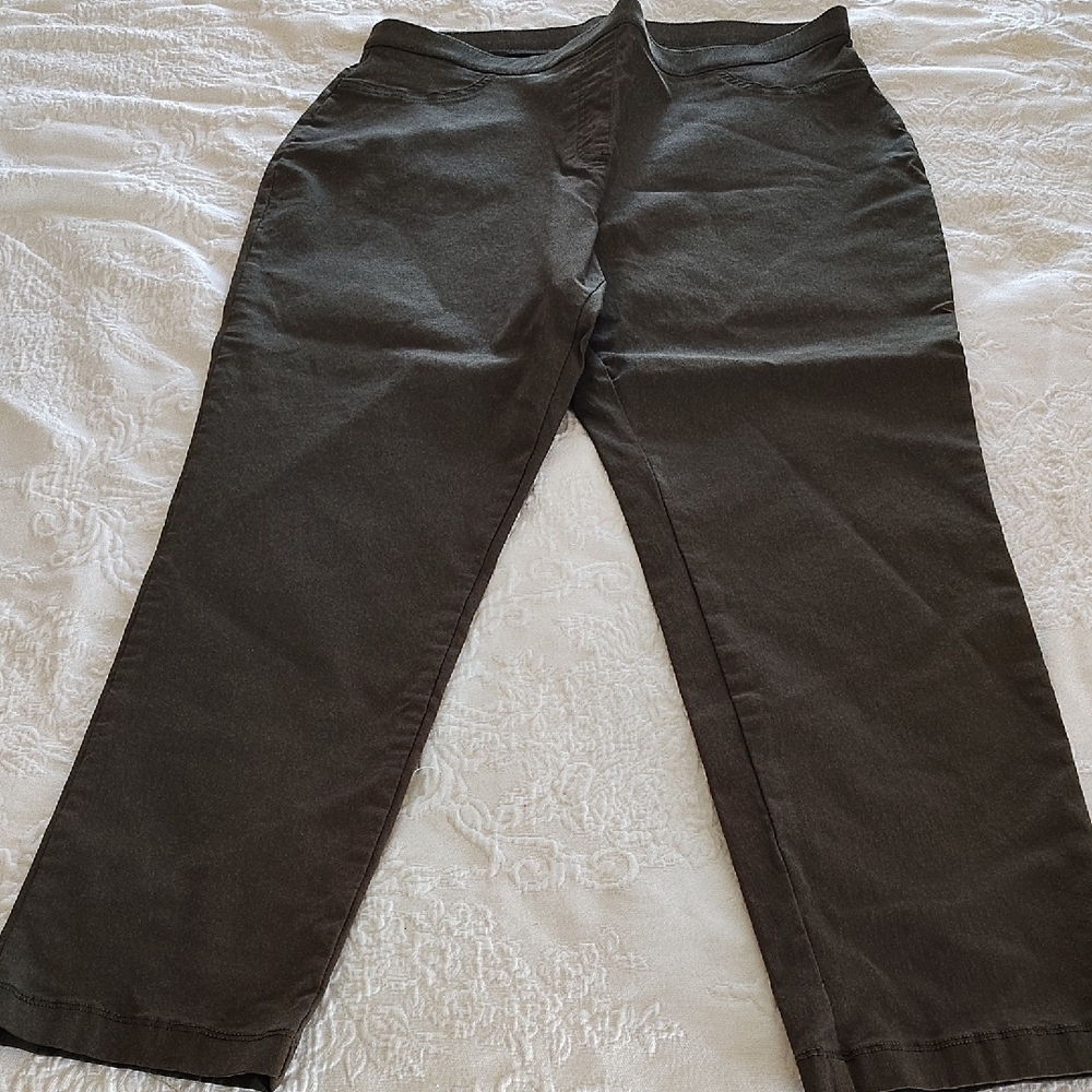 Basic Editions Women's Dark Green Chinos